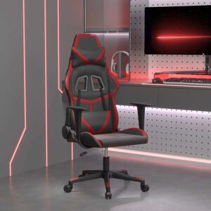 vidaXL Silla gaming cuero sintético negro y rojo vino tinto