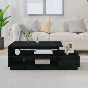 vidaXL Mesa de centro madera maciza de pino negro 120x50x40,5 cm