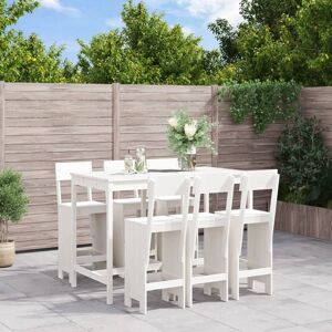 vidaXL Set de mesa y taburetes altos jardín 7 pzas madera pino blanco