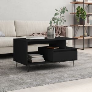 vidaXL Mesa de centro madera contrachapada negro 90x49x45 cm