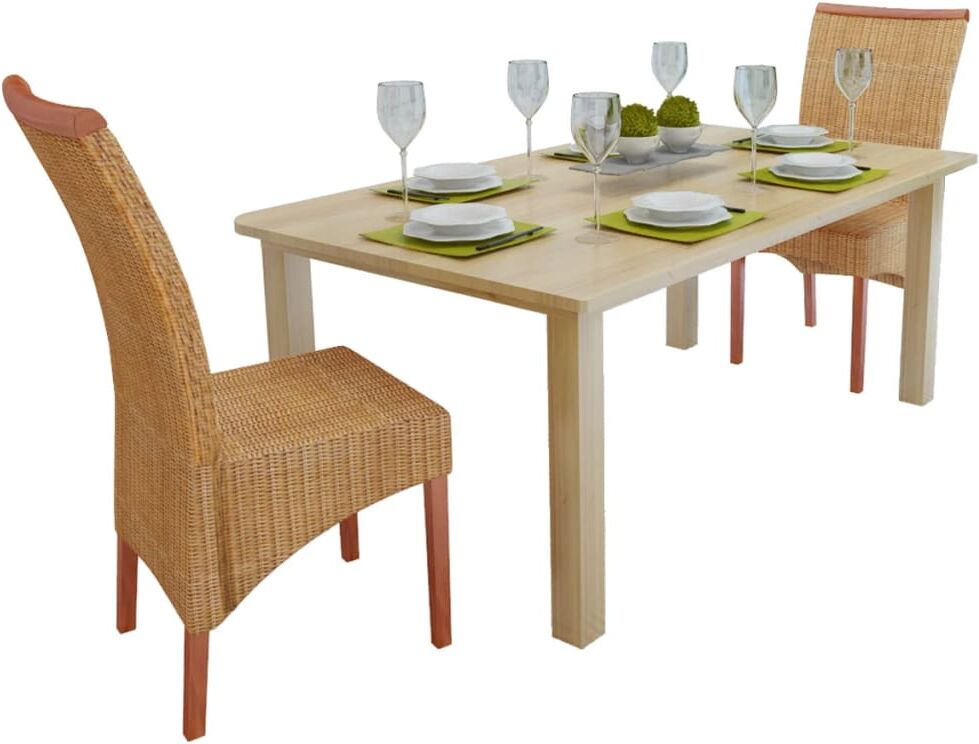 vidaXL Sillas de comedor 2 unidades ratán natural marrón