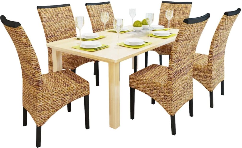 vidaXL Sillas de comedor 6 unidades madera maciza de mango y abacá