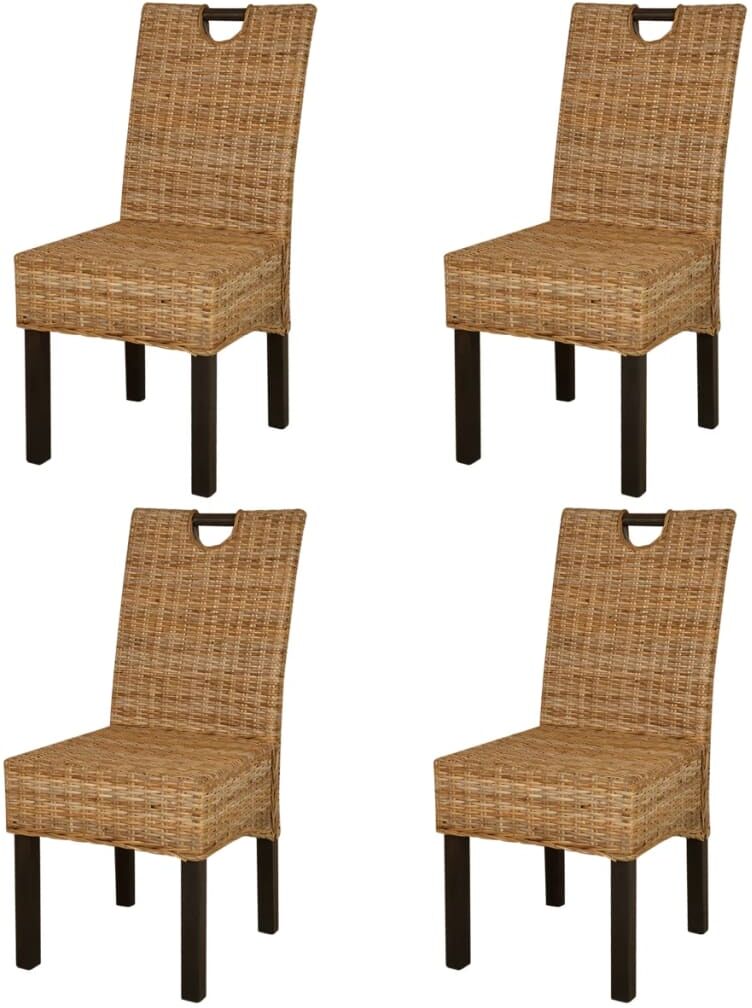 vidaXL Silla de comedor 4 uds Kubu ratán madera de mango