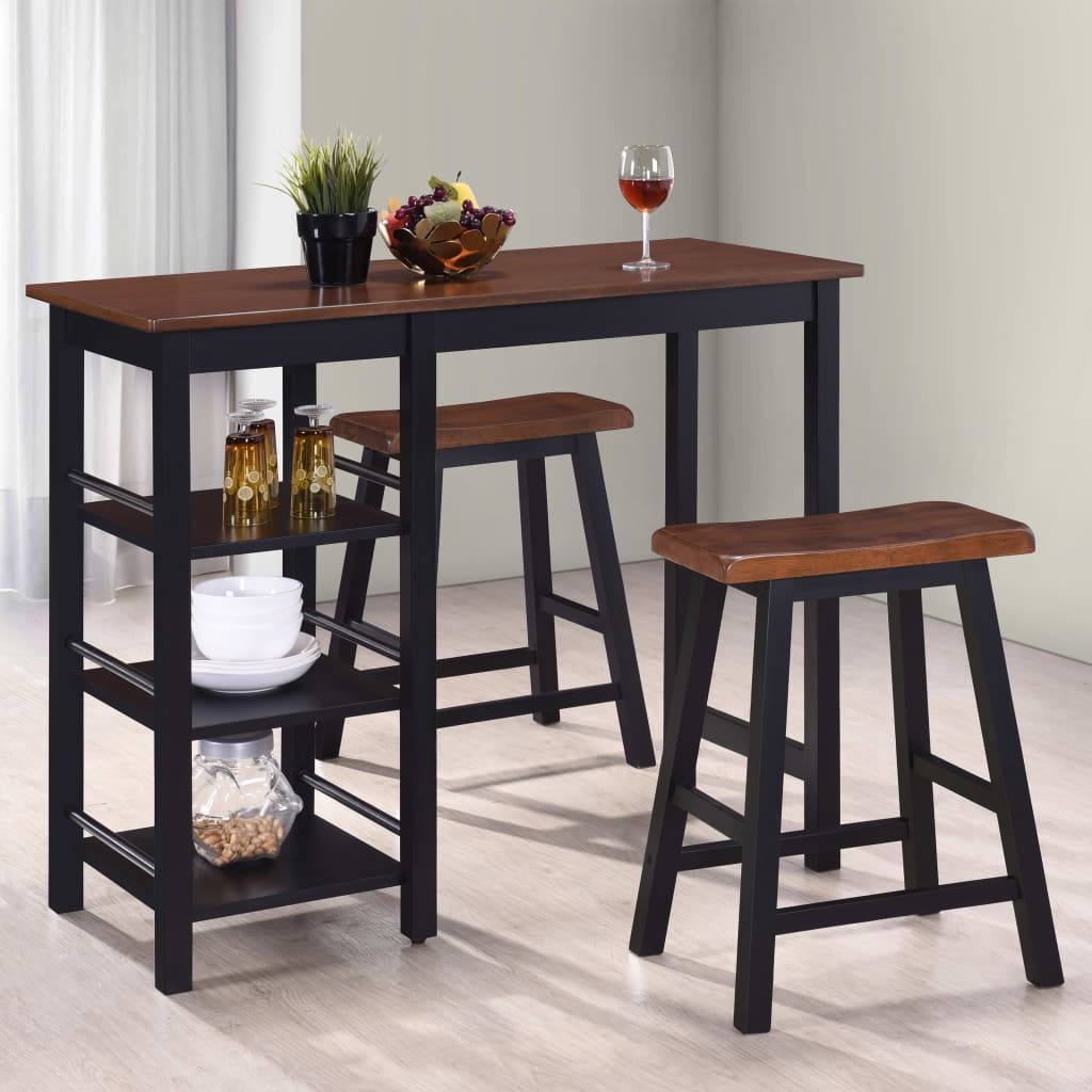 vidaXL Conjunto de mesa alta de cocina 3 piezas MDF negro