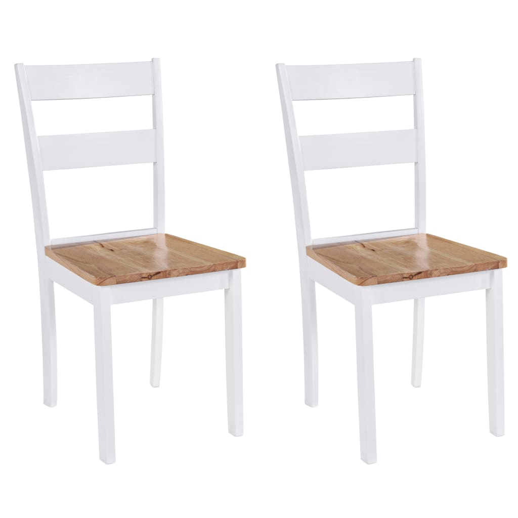 vidaXL Sillas de comedor 2 unidades madera maciza de caucho blanco