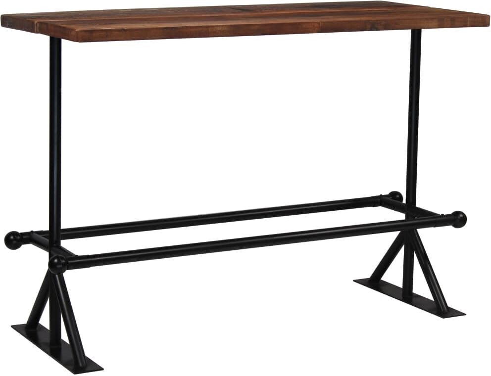 vidaXL Mesa de bar madera maciza reciclada marrón oscuro 150x70x107 cm