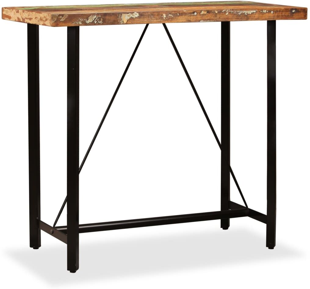 vidaXL Mesa de bar de madera maciza reciclada 120x60x107 cm