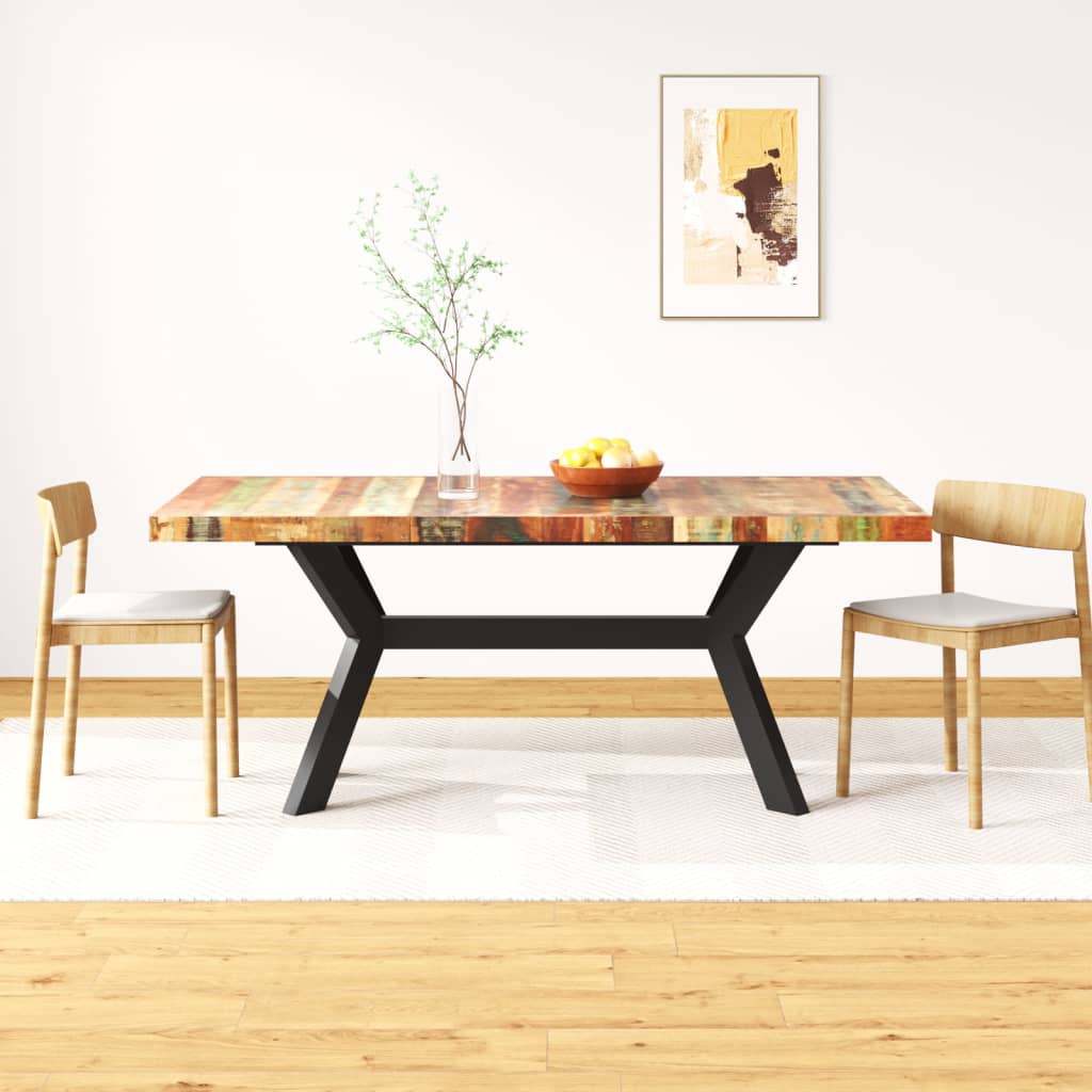 vidaXL Mesa de comedor madera maciza reciclada y acero cruzado 180 cm