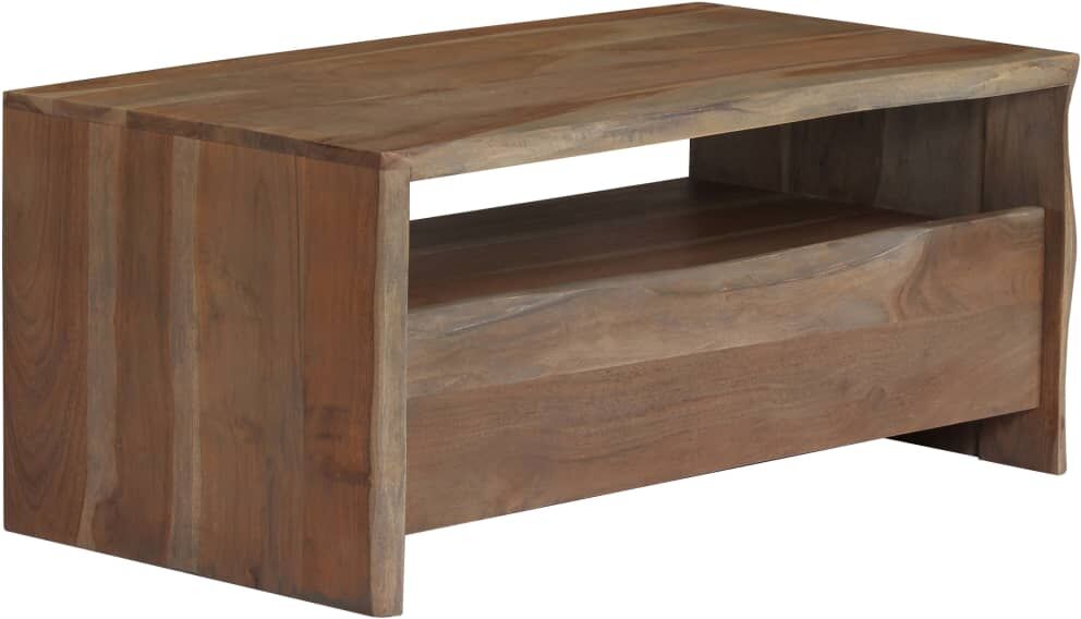 vidaXL Mesa de centro borde vivo madera maciza acacia gris 90x50x40 cm