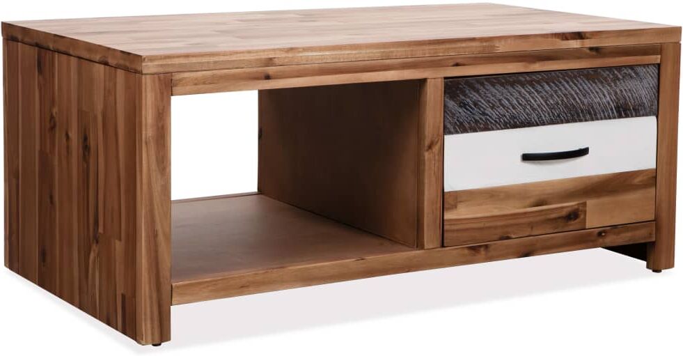 vidaXL Mesa de centro de madera maciza de acacia 90x50x37,5 cm