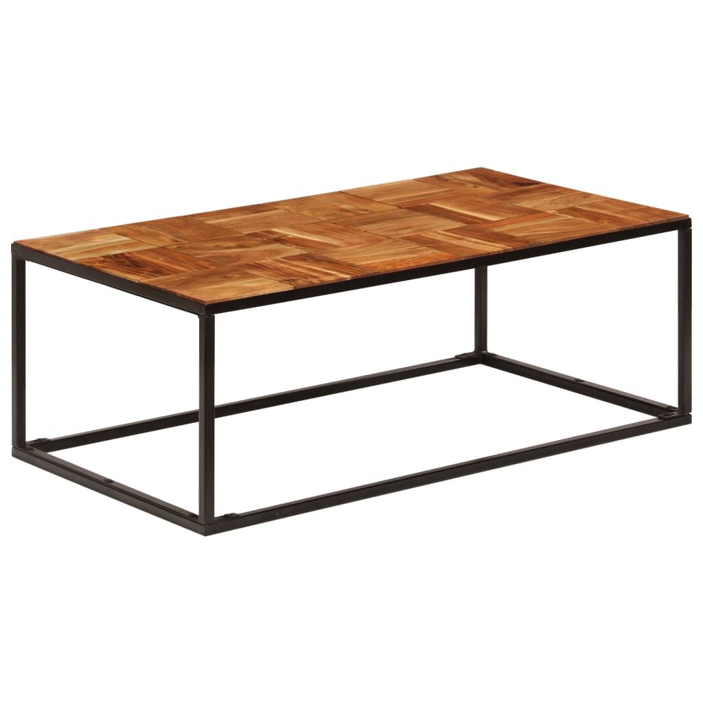 vidaXL Mesa de centro madera maciza de acacia y acero 110x60x40 cm