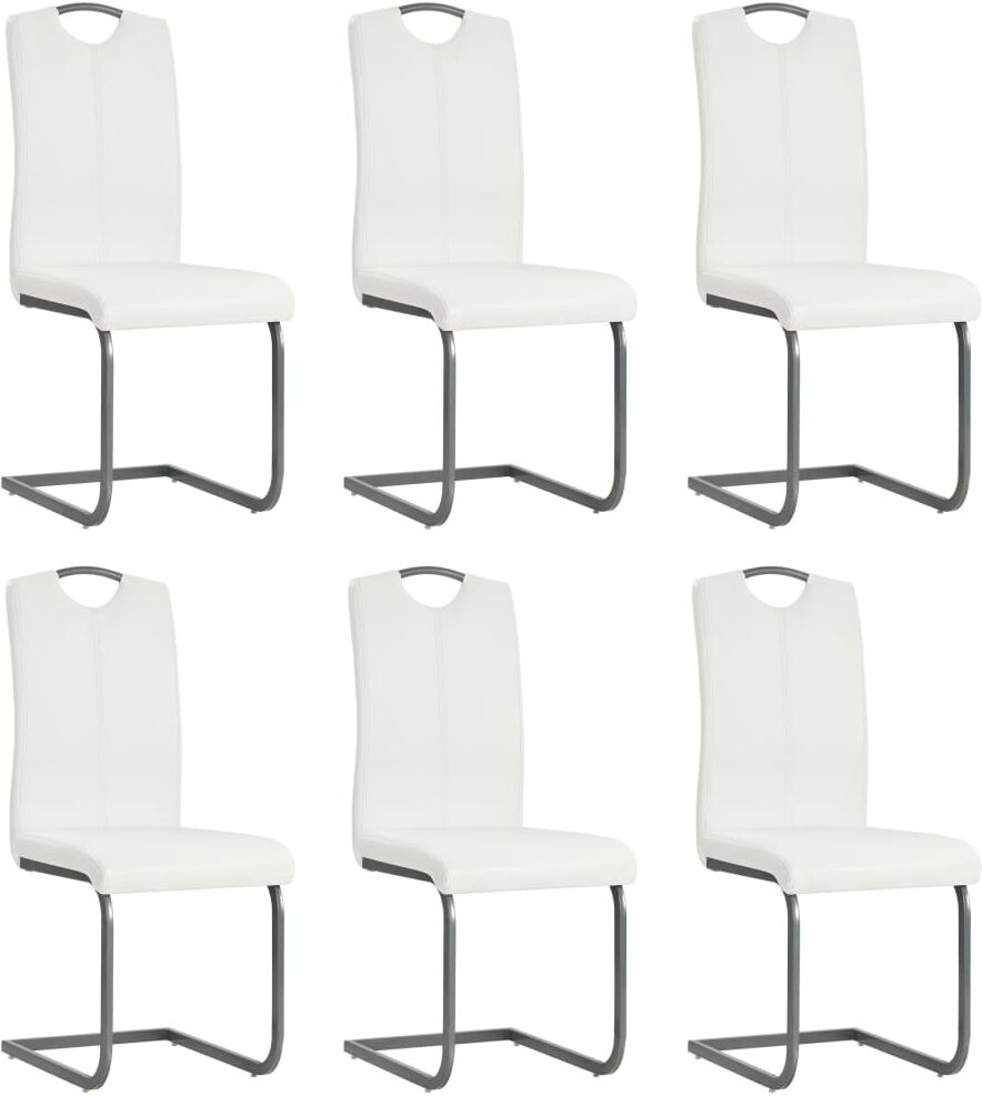 vidaXL Sillas voladizas de comedor 6 unidades cuero sintético blanco