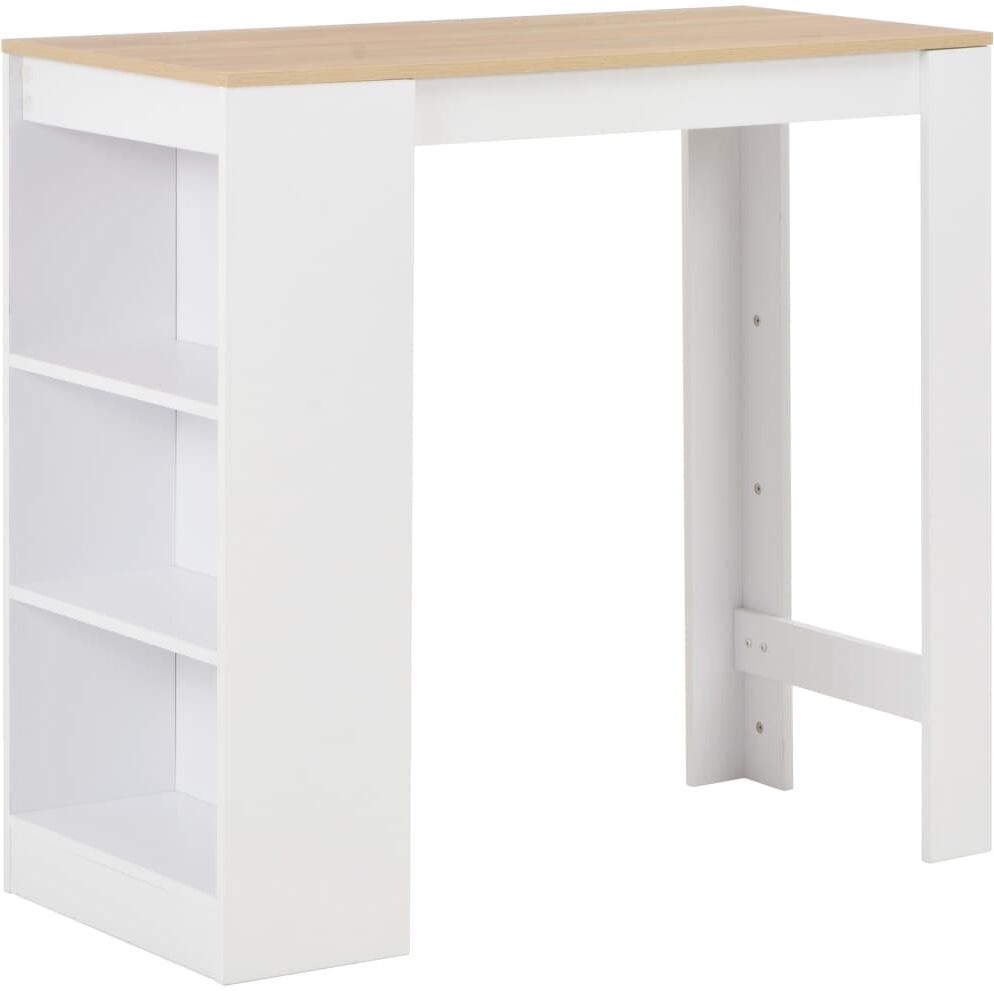 vidaXL Mesa alta de cocina con estantería blanca 110x50x103 cm