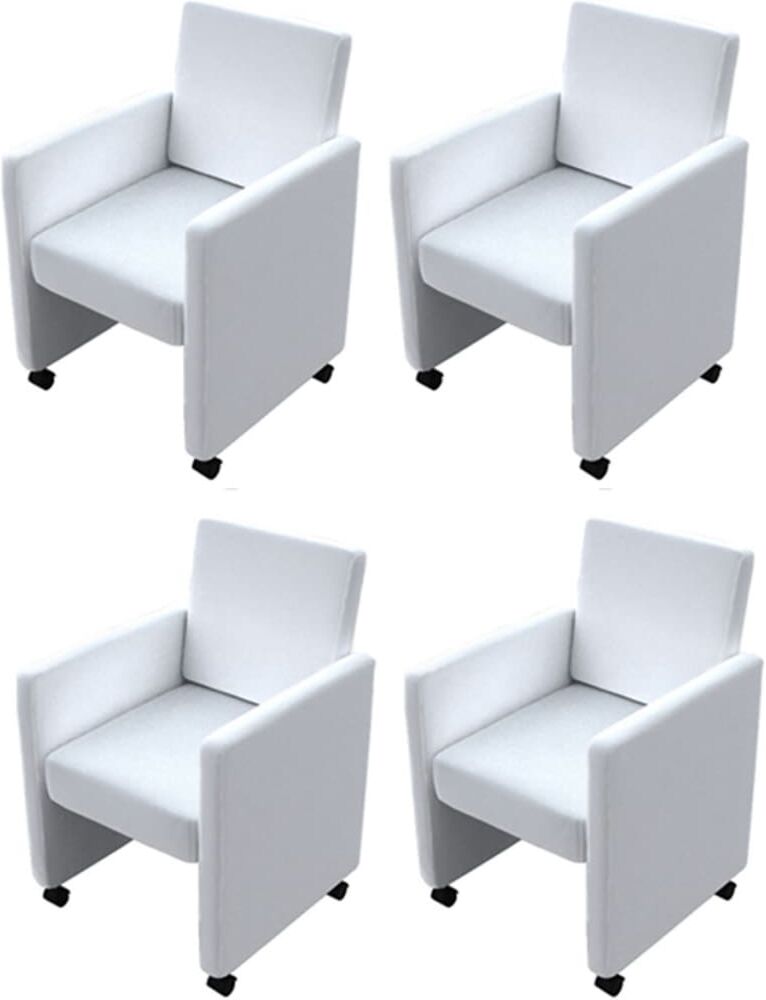 vidaXL Sillas de comedor 4 unidades cuero sintético blanco