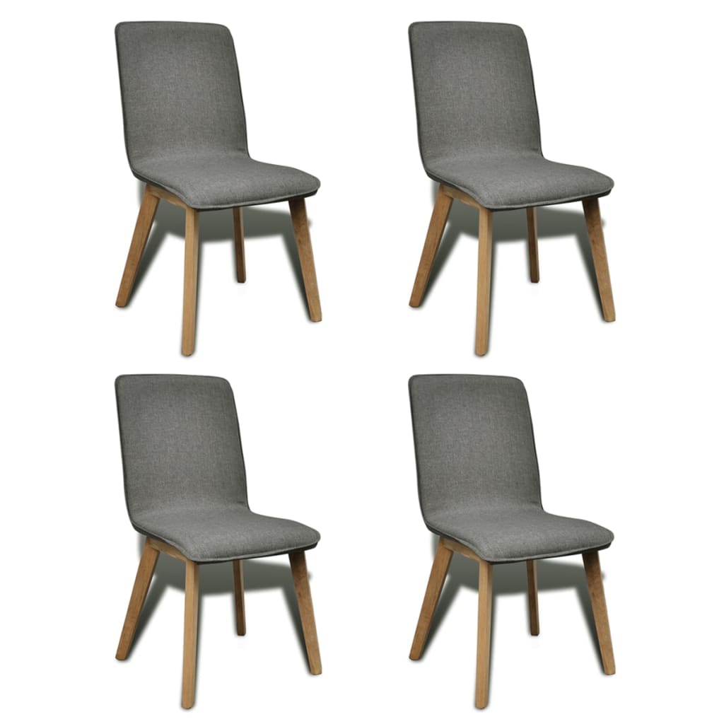 vidaXL Sillas de comedor 4 uds tela gris claro y madera maciza roble