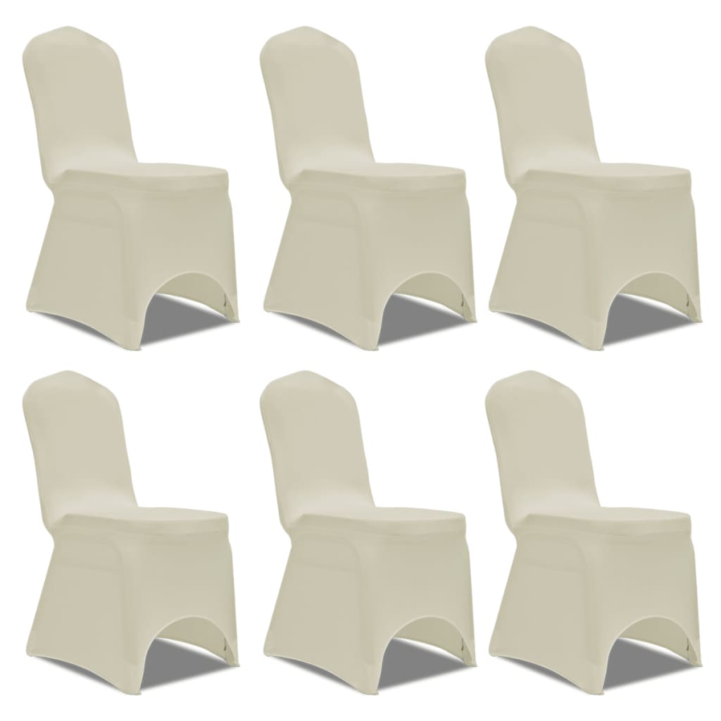 vidaXL Set de 6 Fundas ajustadas para sillas, color crema