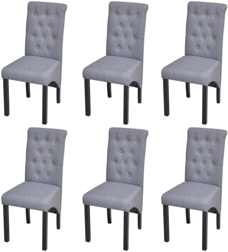 vidaXL Sillas de comedor 6 unidades tela gris claro