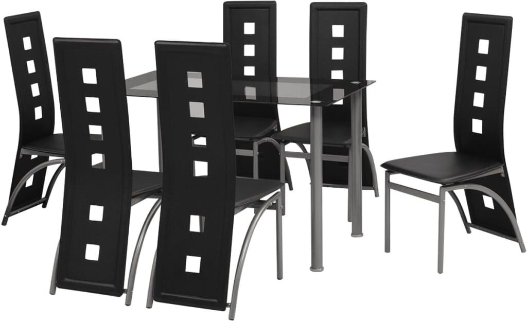 vidaXL Conjunto de comedor de siete piezas negro