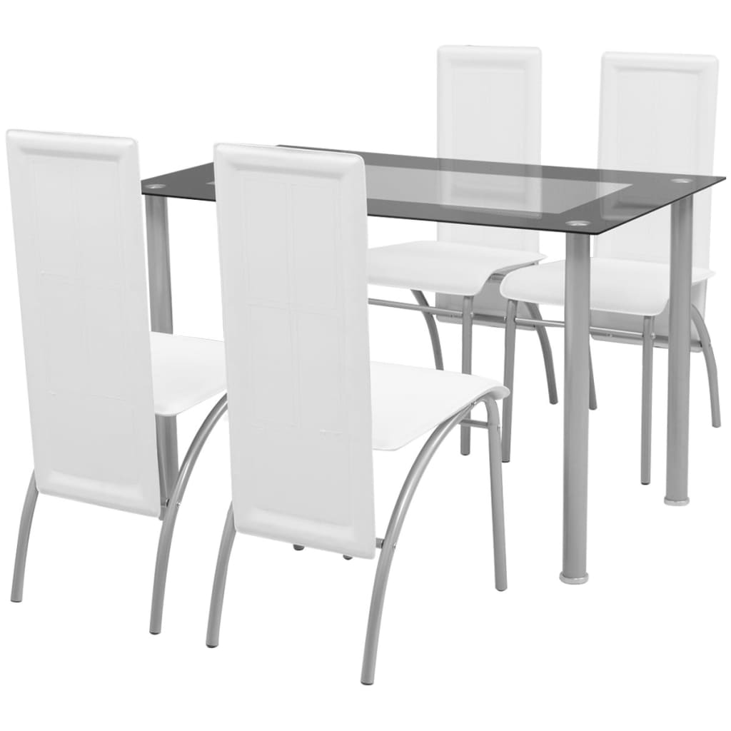 vidaXL Conjunto de Comedor Cuero Artificial de Cinco Piezas de Color Blanco