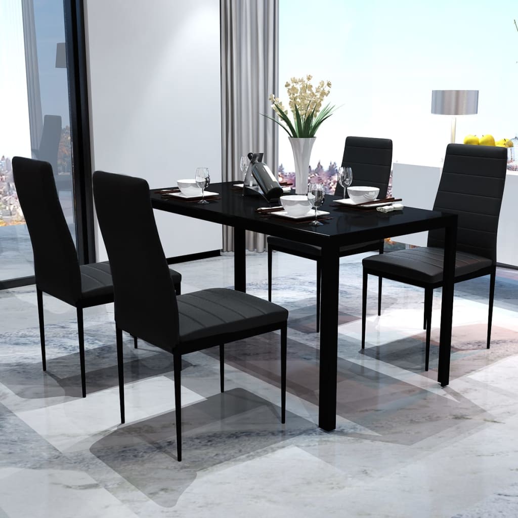 vidaXL Conjunto de mesa y sillas de comedor 5 piezas negro