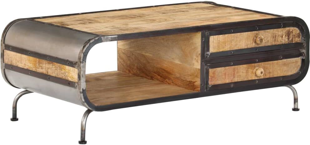 vidaXL Mesa de centro madera de mango maciza 100x50x35 cm