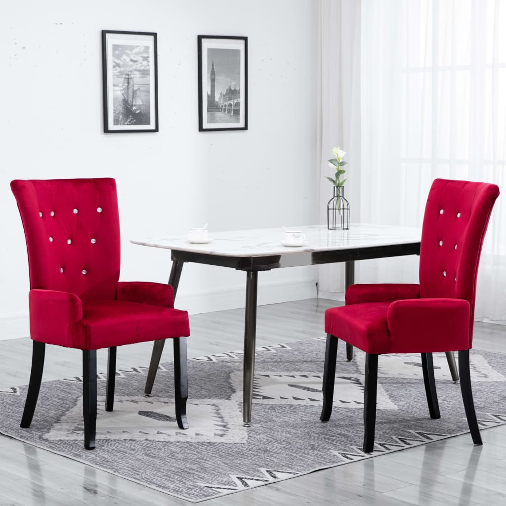 vidaXL Silla de comedor con reposabrazos de terciopelo rojo