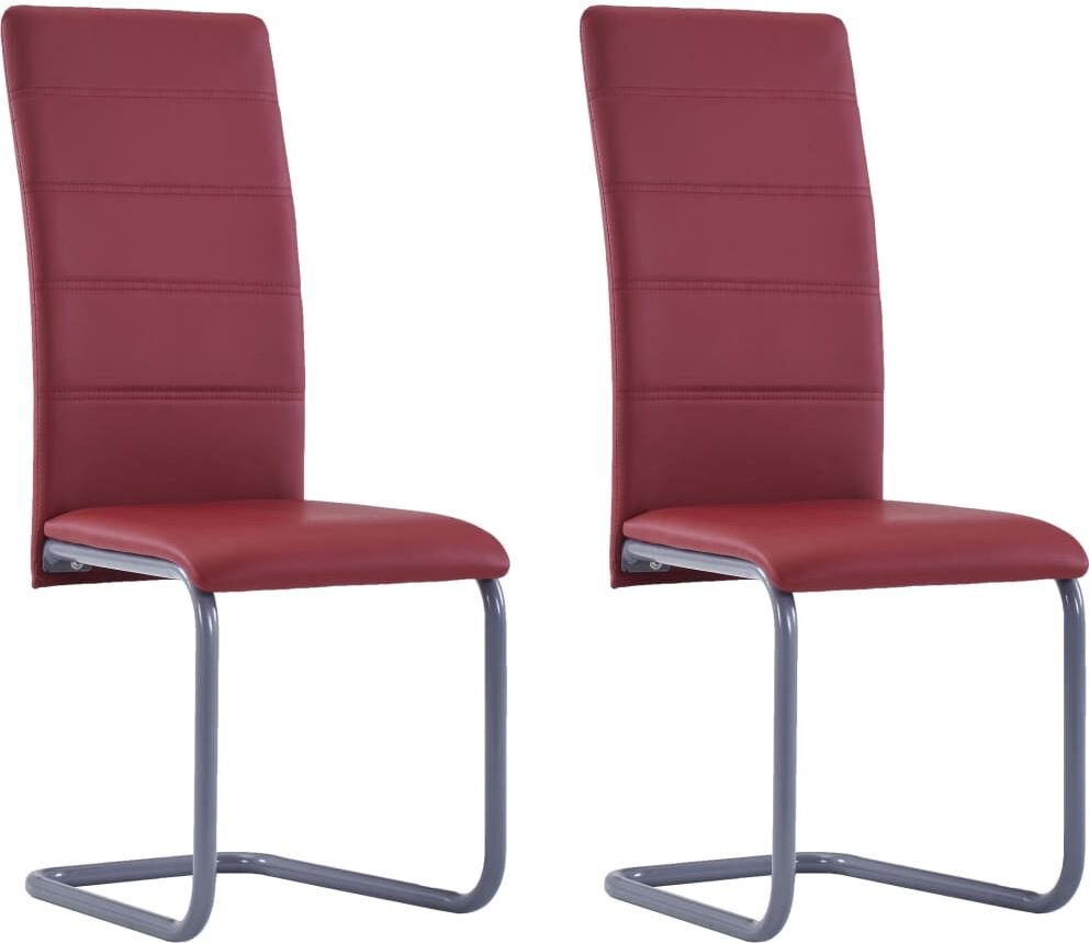 vidaXL Sillas de comedor voladizas 2 unidades cuero sintético rojo