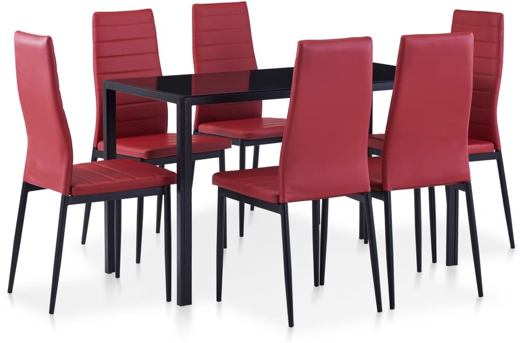 vidaXL Conjunto de mesa y sillas de comedor 7 piezas color vino tinto