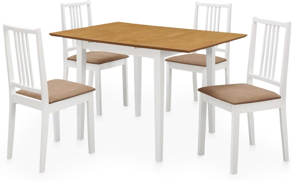 vidaXL Juego de muebles de comedor 5 piezas MDF blanco