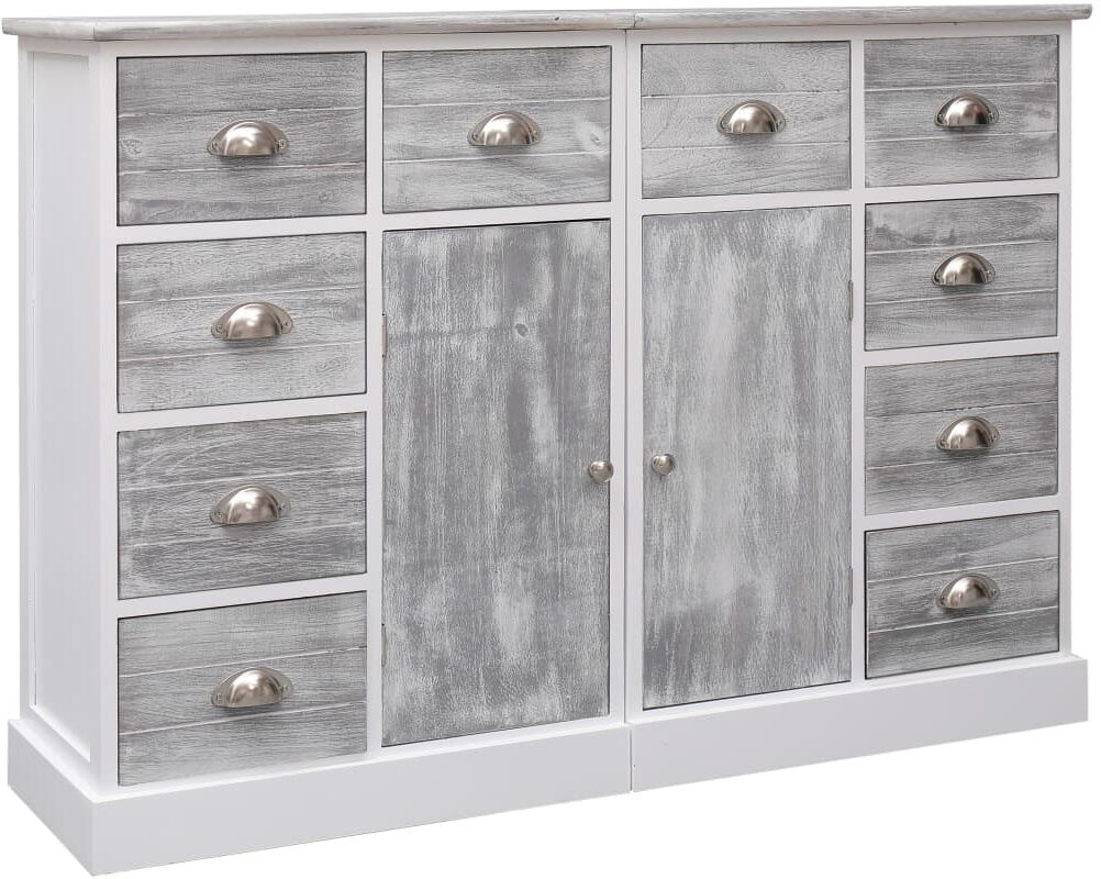 vidaXL Aparador con 10 cajones madera gris 113x30x79 cm