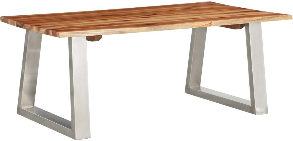 vidaXL Mesa de centro madera de acacia y acero inoxidable 100x60x40cm