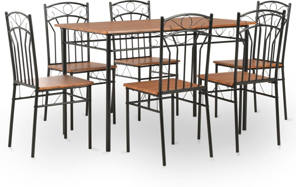 vidaXL Conjunto de comedor 7 piezas MDF y acero marrón