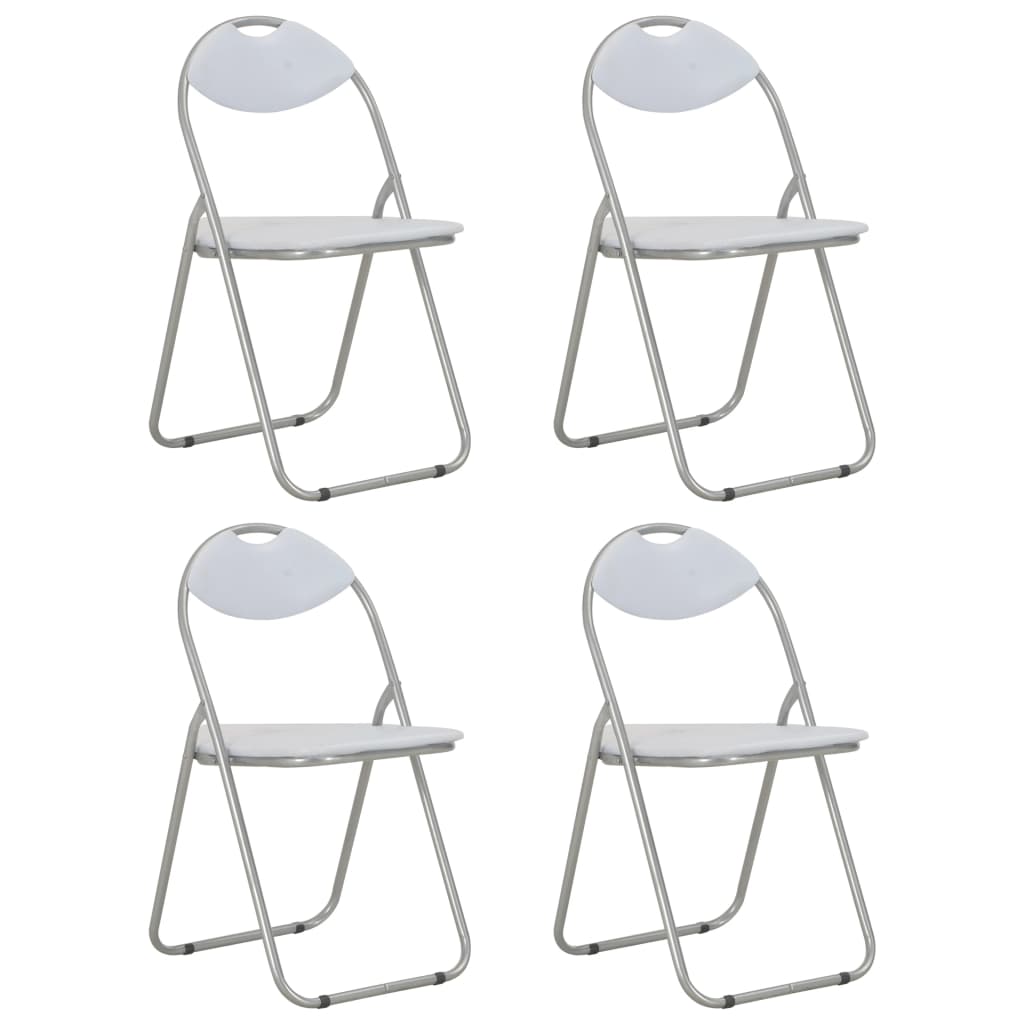 vidaXL Sillas de comedor plegables 4 unidades cuero sintético blanco