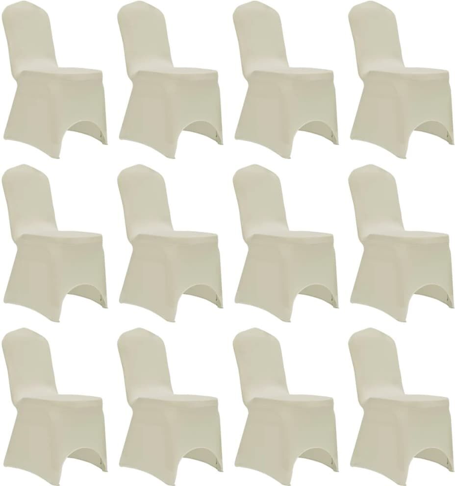 vidaXL Funda de silla elástica 12 unidades crema