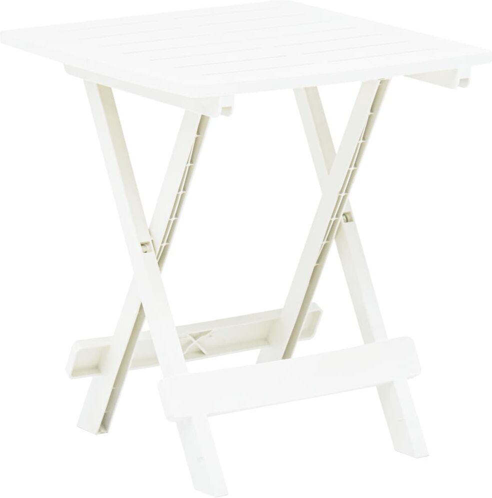 vidaXL Mesa plegable de jardín plástico blanco 45x43x50 cm