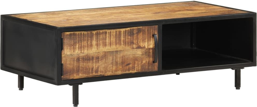 vidaXL Mesa de centro de madera de mango rugosa 105x50x35 cm