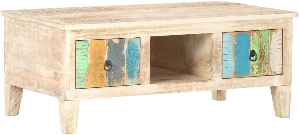 vidaXL Mesita de centro madera de acacia rugosa 100x55x40 cm