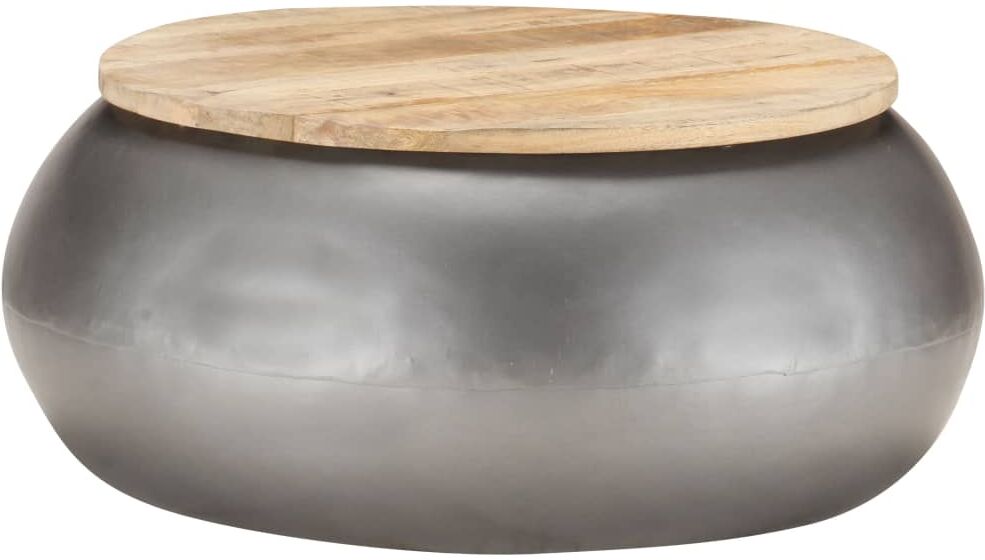 vidaXL Mesa de centro de madera de mango maciza gris 68x68x30 cm