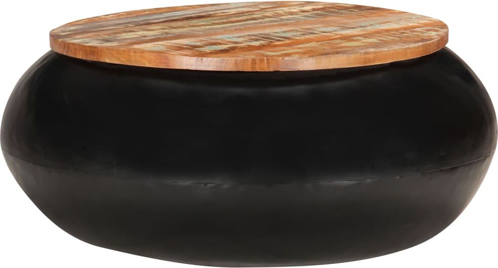 vidaXL Mesa de centro madera maciza reciclada negra 68x68x30 cm