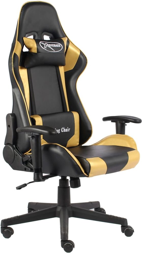 vidaXL Silla gaming giratoria PVC dorado