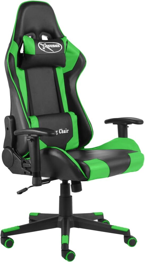 vidaXL Silla gaming giratoria PVC verde