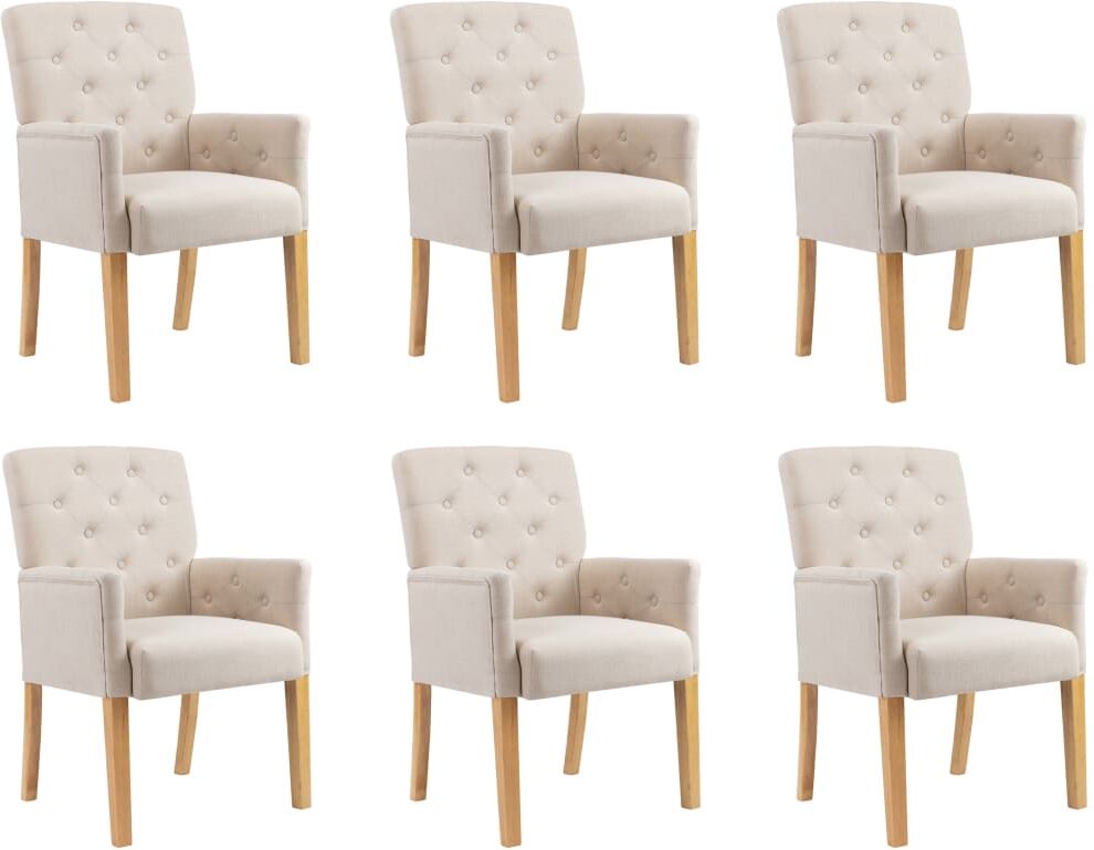 vidaXL Sillas de comedor con reposabrazos 6 unidades de tela beige