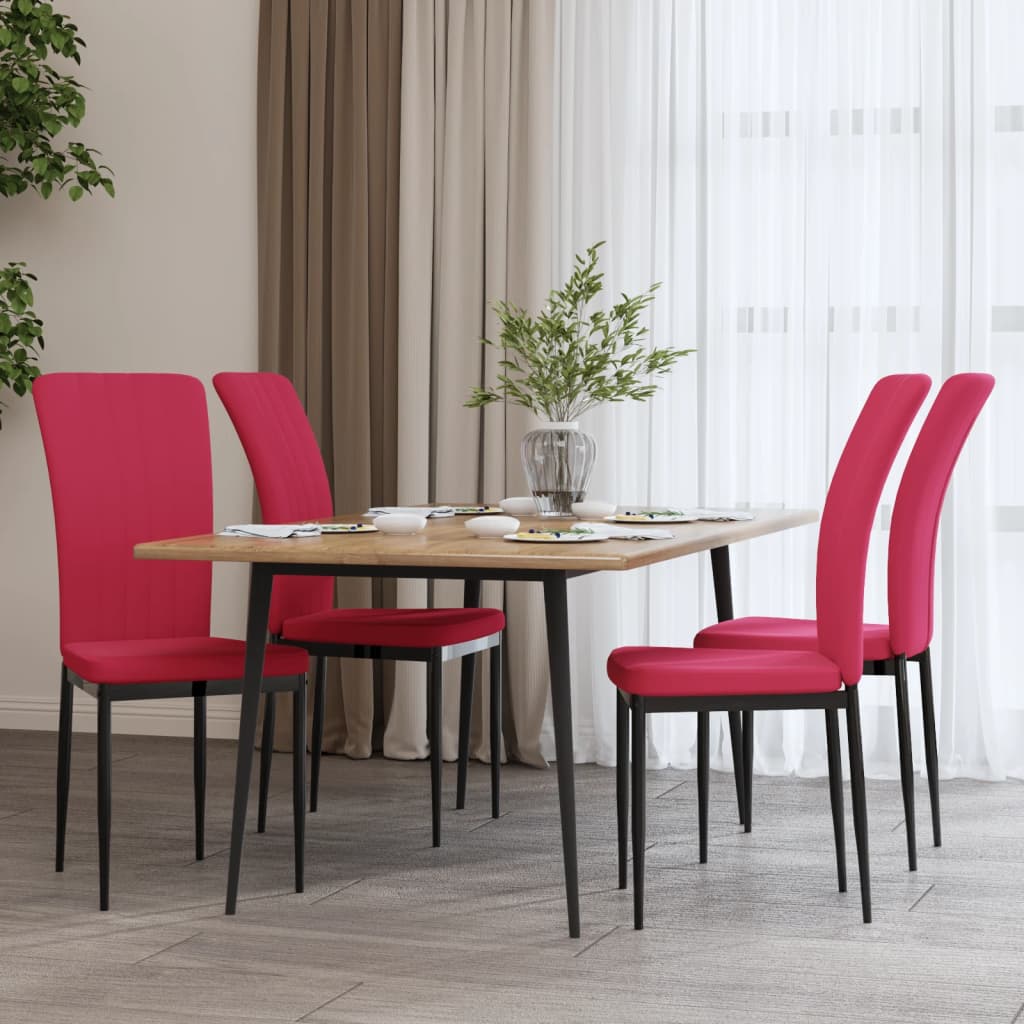 vidaXL Sillas de comedor 4 unidades terciopelo rojo tinto