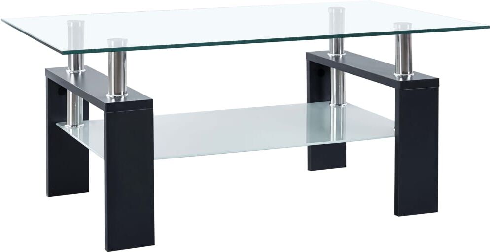 vidaXL Mesa de centro vidrio templado negro transparente 95x55x40 cm