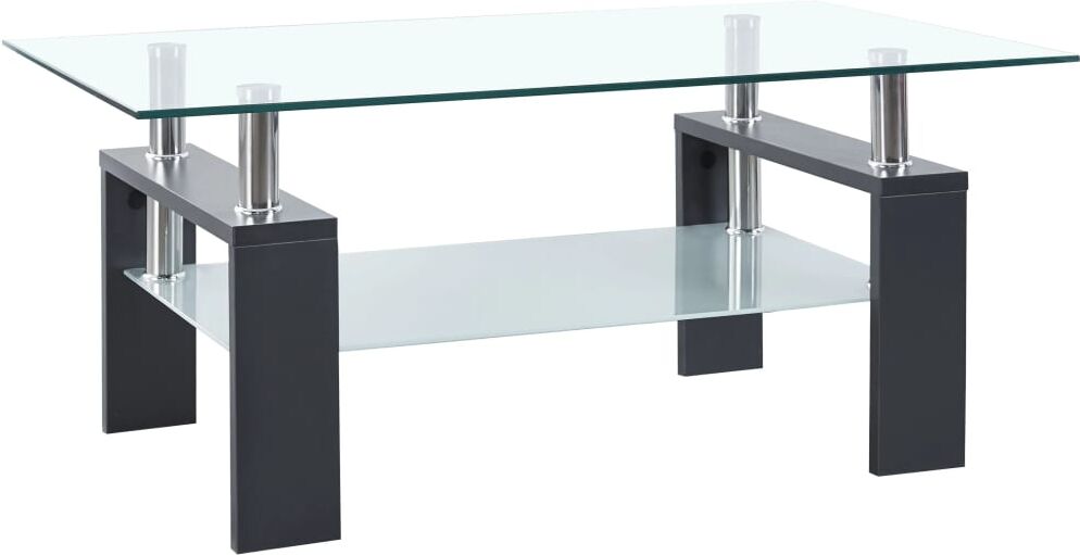 vidaXL Mesa de centro vidrio templado gris transparente 95x55x40 cm