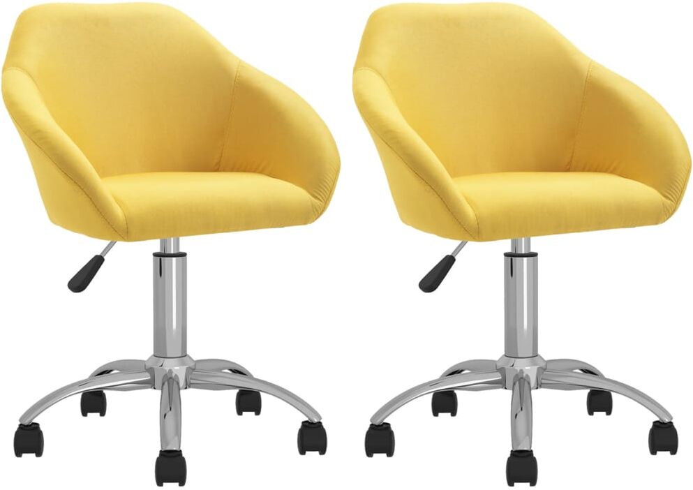 vidaXL Sillas de comedor giratorias 2 unidades tela amarillo