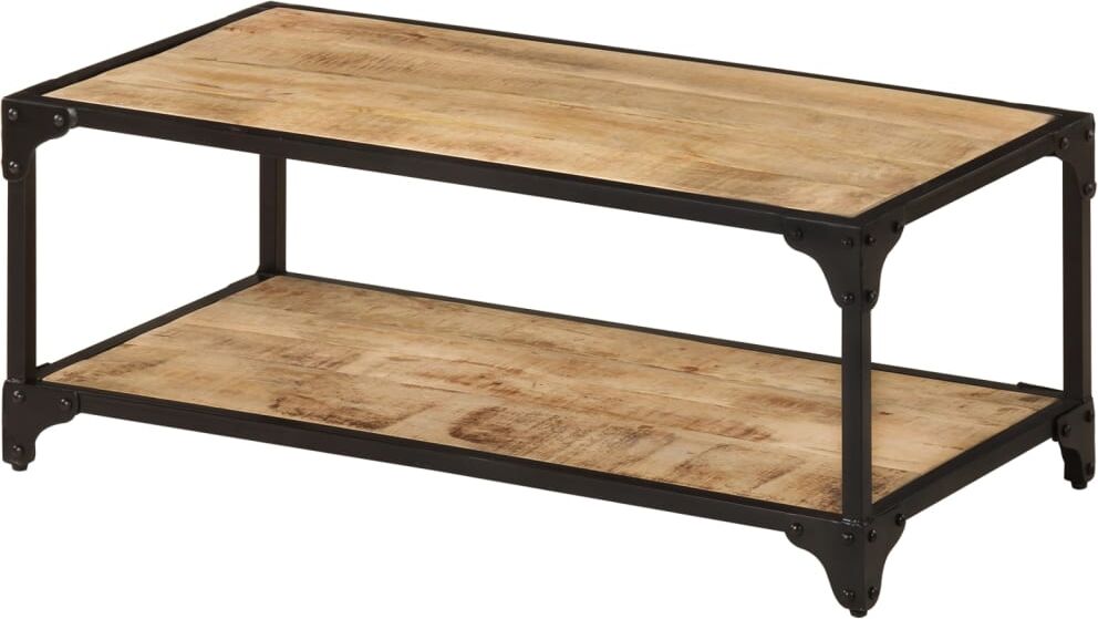 vidaXL Mesa de centro de madera maciza de mango rugosa 90x45x35 cm