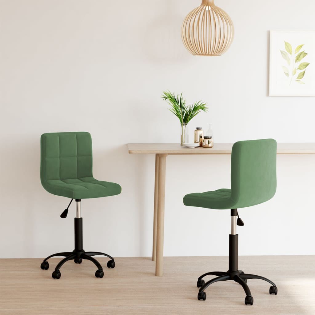 vidaXL Sillas de comedor giratorias 2 unidades terciopelo verde oscuro