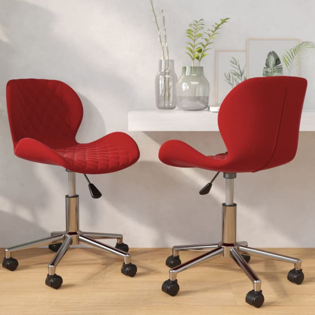 vidaXL Sillas de comedor giratorias 2 unidades terciopelo rojo tinto