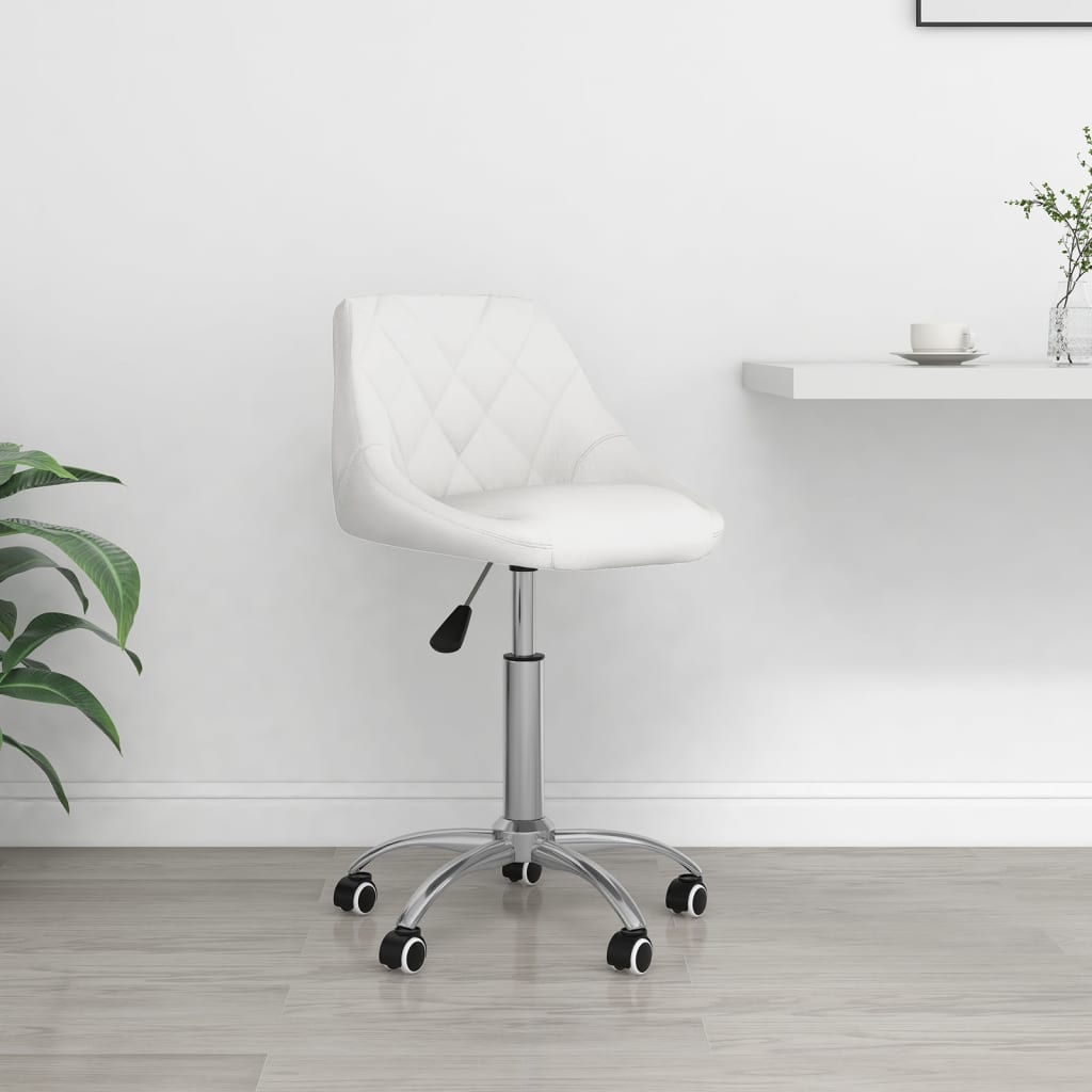 vidaXL Silla de oficina giratoria de cuero sintético blanco